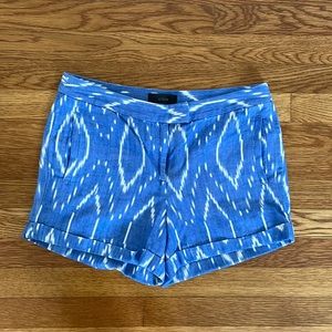J Crew blue and white ikat print shorts